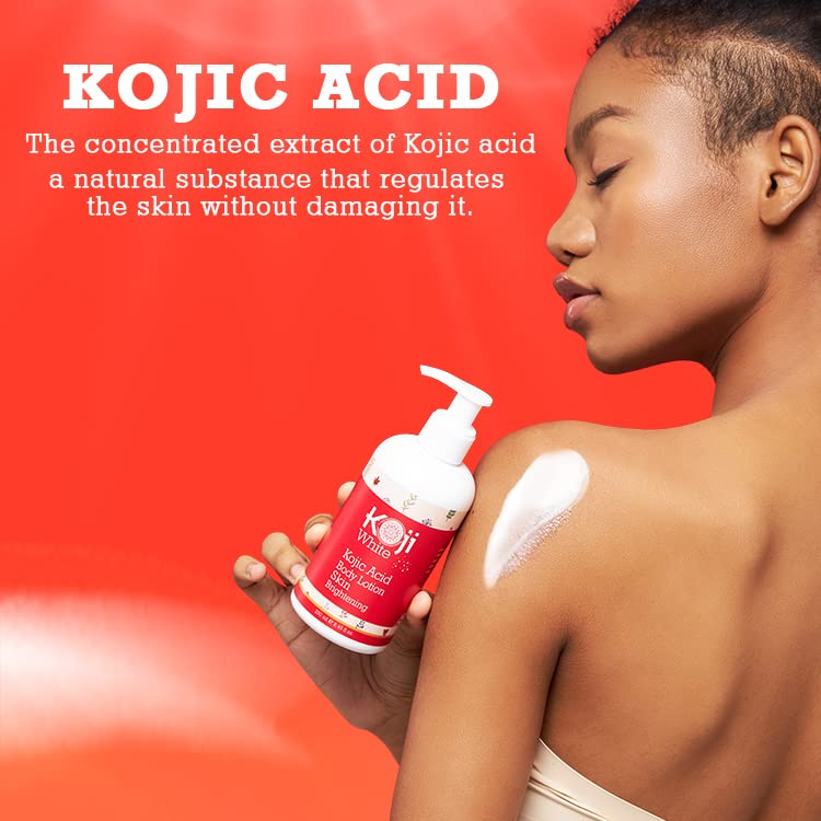 Koji White Kojic Acid Skin Brightening Body Lotion - Body Moisturizer, Boost Hydrating, Sun Damage Skin, Uneven Skin Tone, Paraben-Free, Vegan, 8.45 Fl Oz Bottle